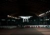 white drone in a building