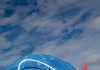 a nasa sign is shown against a blue sky